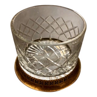 Vintage Crystal and Brass Candle Holder For Sale