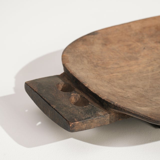 Mid 20th Century Mali Brutalist Brown Wood Platter For Sale - Image 9 of 18