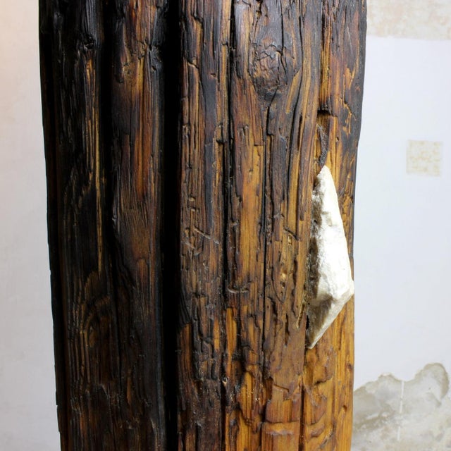 Totem Lamp - Sculptural Wood and Stone Floor Lamp by Gabor Gobi For Sale - Image 6 of 9