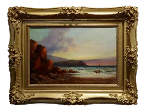 William Edward Webb - 19th Century Coastal Beach Scene -Oil Painting