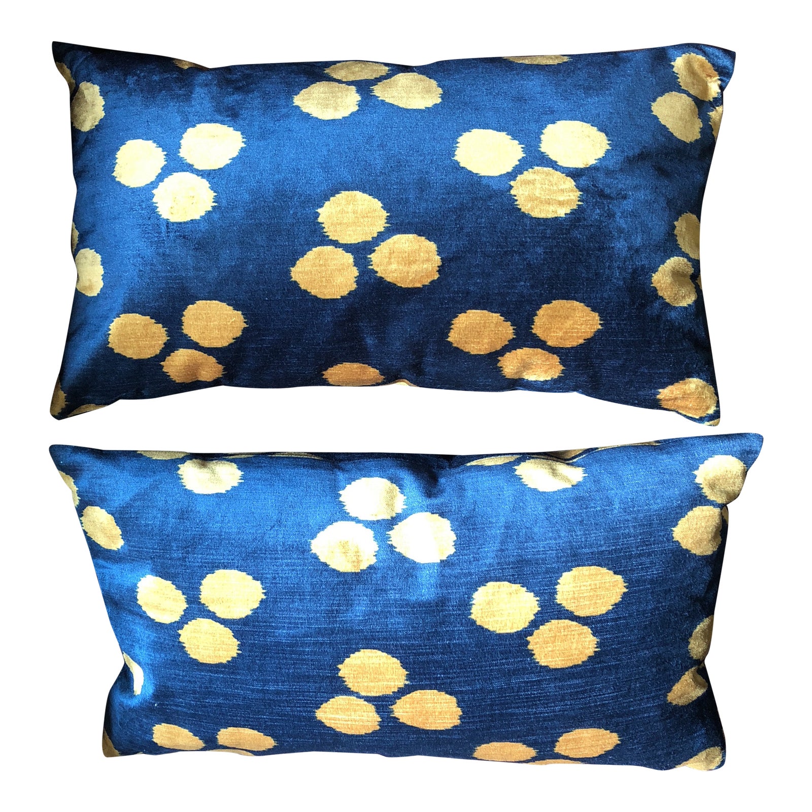 Boho Chic West Elm Blue and Gold Velvet Pillows a Pair Chairish