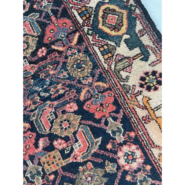 Orange Mid 20th Century Herati with Turtle Serapi Border Rug 3.8 x 5.3 For Sale - Image 8 of 8