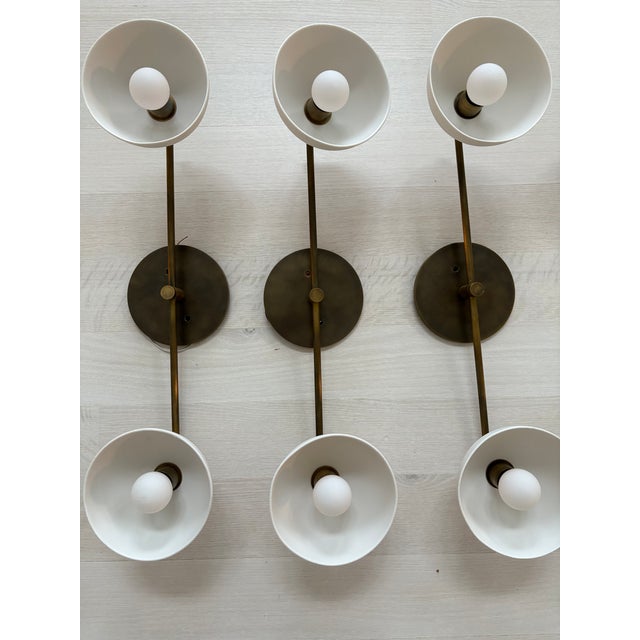 Apparatus Apparatus Studio Lighting Trapeze Surface Wall Sconce in Aged Brass and Porcelain, 5 Available For Sale - Image 4 of 13