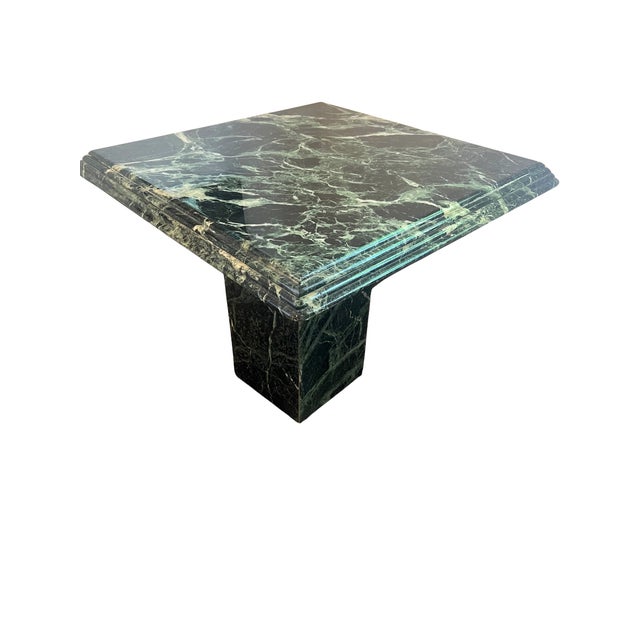 Vintage Green Marble Pedestal Table - Sculptural Stone Side Table / End Table For Sale - Image 4 of 7