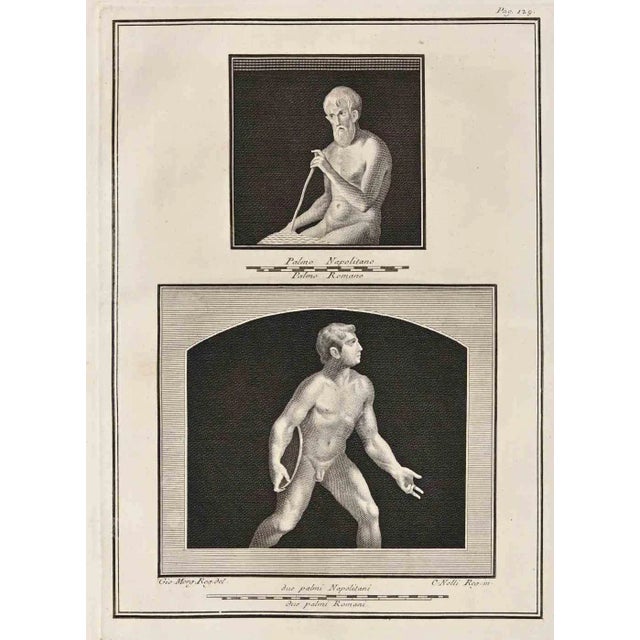 Giovanni Elia Morghen, Ancient Roman Fresco Herculaneum, Etching, 18th Century For Sale