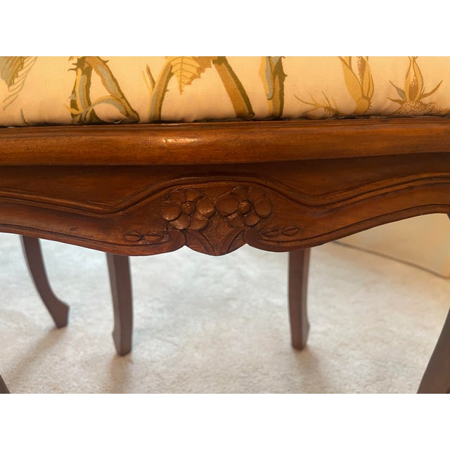 Ivory Antique French Country Walnut Dining Chairs Set of 6 For Sale - Image 8 of 12
