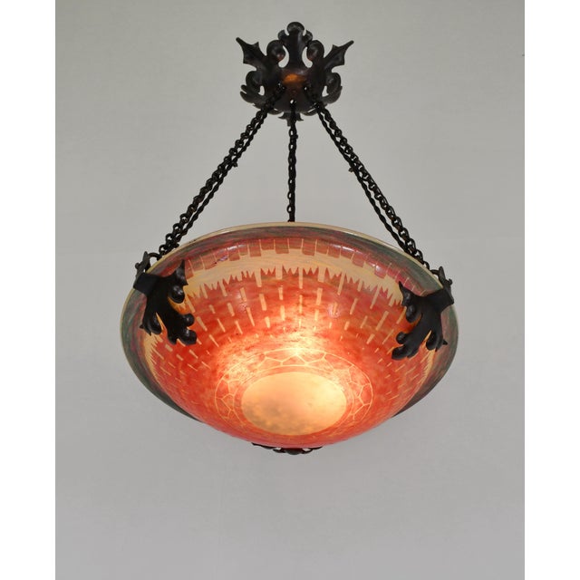 Art Deco French Art Deco Pendant Light by Le Verre Francais Schneider 1920s France For Sale - Image 3 of 14