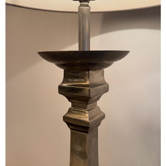 Elegant and timeless, these Italian Neo-Classical Chrome Lamps with Silk Shades embody refined European craftsmanship and...