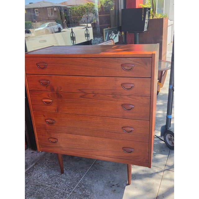 Mid- Century Danish Teak Kai Kristiansen Tall Dresser 5 Drawer For Sale - Image 15 of 15