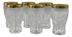 Aperitif Glasses with 18K Gold Rim by Franz Kaspar for Glashütte, 1950s, Set of 6