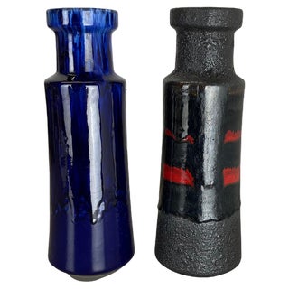 Fat Lava Pottery Vases attributed to Scheurich, Germany, 1970s, Set of 2 For Sale