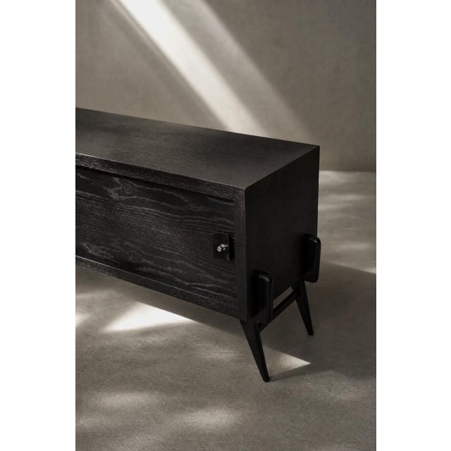 Mid-Century Modern Scandinavian Dark Oak Sideboard with Wooden and Metal Handles, 1960s For Sale - Image 18 of 18