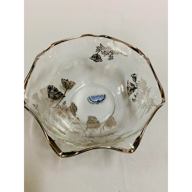 Mid 20th Century Silver City Glass Co. Art Nouveau "Poppy" Silver Overlay Compote Bowls - Set of 2 For Sale - Image 4 of 12