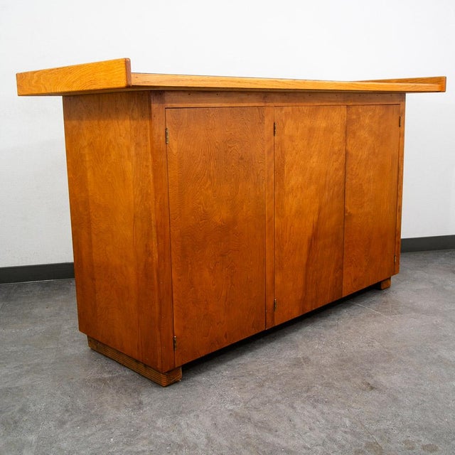 Mid Century Modern Cabinet Custom Bar Liquor White Oak Cabinet Shelves 72" Black For Sale - Image 9 of 12