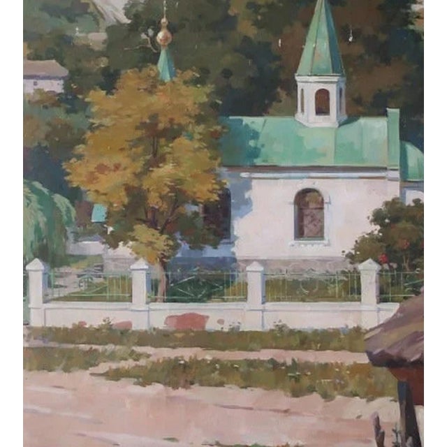 Vintage Ukrainian Village Oil Painting, Signed Tarasenko, 1970s 180-158 For Sale - Image 6 of 6