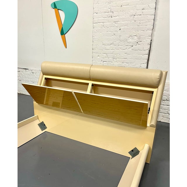 Giorgio Collection Burled Satinwood & Leather Queen Bed For Sale In New York - Image 6 of 9