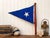 Vintage Blue & White Nautical Burgee Pennant Flag on Wooden Staff – Defiance Cotton Bunting – Coastal Maritime Decor For Sale - Image 11 of 11