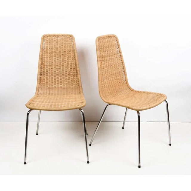 Mid-Century Italian Chromed Metal Chairs with Removable Rattan and Wicker, 1970s, Set of 4 For Sale - Image 4 of 18