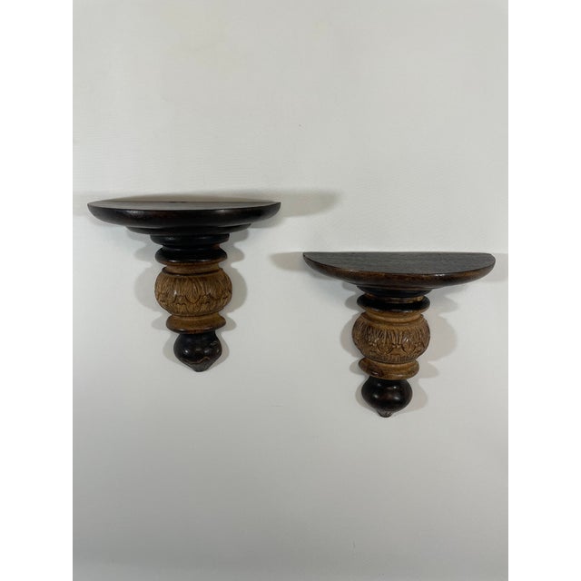 Vintage Carved Wood Wall Shelf Brackets Sconces Corbels, a Pair For Sale - Image 13 of 16