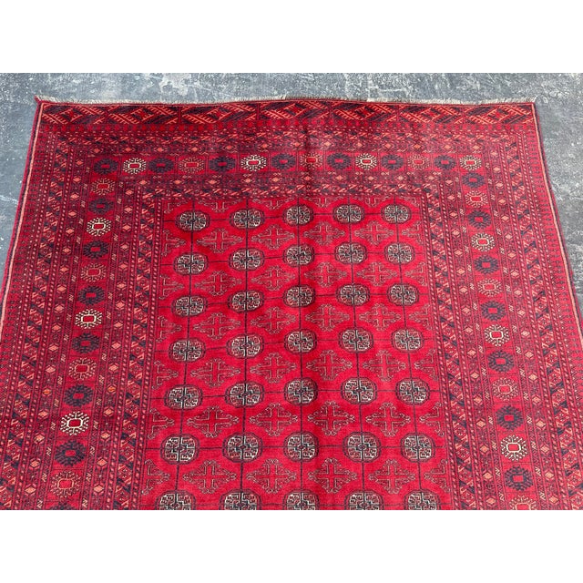 Textile Hand Knotted Tribal Turkomen Bukhara Rug For Sale - Image 7 of 9