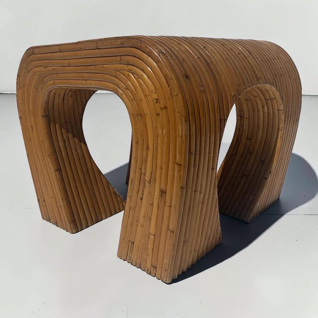1970s Vintage Split Reed and Glass Waterfall Side Table For Sale In Miami - Image 6 of 7
