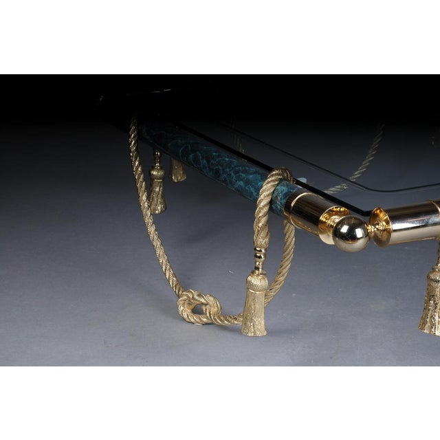 Hollywood Regency Style Coffee Table in Brass and Gold with Glass For Sale - Image 15 of 18