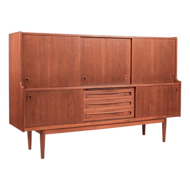 Mid-Century Danish Teak Tall Sideboard or Bar Cabinet by Johannes Andersen For Sale