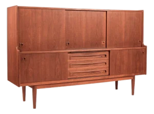 Mid-Century Danish Teak Tall Sideboard or Bar Cabinet by Johannes Andersen