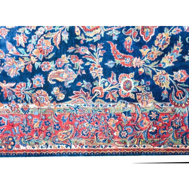 Navy Blue Early 20th Century Persian Kashan Rug For Sale - Image 8 of 13