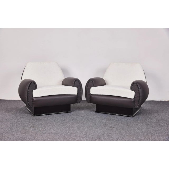 1940s Art Deco Club Chairs with High Gloss Black Bases, 1940s, Set of 2 For Sale - Image 5 of 18