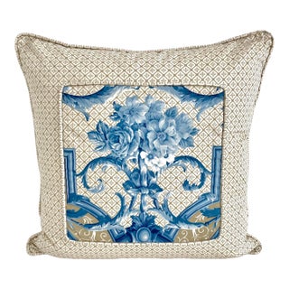 Custom Chinoiserie Polished Cotton Pillows - A Pair For Sale
