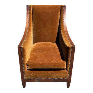 Dessin Fournir Eyton Bergere. Mohair, Mahogany Club Chair For Sale