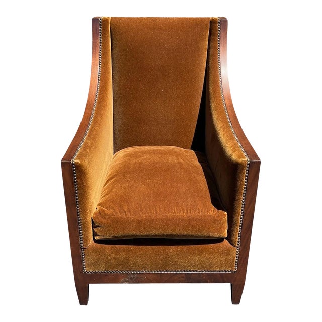 Dessin Fournir Eyton Bergere. Mohair, Mahogany Club Chair For Sale