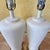 Metal Pair of Vintage White Ceramic Urn Form Table Lamps With Gold Bases and Pleated Shades For Sale - Image 7 of 18