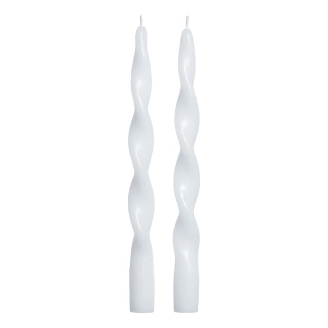 Lumière Twist Taper Candles, Set of 12 in White, 10" For Sale