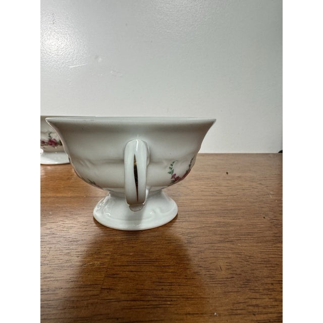 Vintage Wawel Poland Porcelain Tea Cup Saucer Set 5 Floral Gold Trim - 10 Pcs For Sale - Image 15 of 18