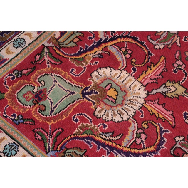Floral Persian Tabriz Red/Purple Wool Rug - 8'0'' X 11'4'' For Sale In New York - Image 6 of 10
