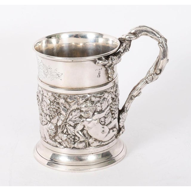 Antique Victorian Silver Plated Embossed and Engraved Mug from G R Collis, 1835 For Sale - Image 17 of 18