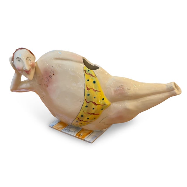 1990s 1990s Signed Steven McGovern Whimsical Figurative Pottery Teapot For Sale - Image 5 of 9