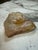 Solid natural marble ashtray featuring creamy translucent tones with honey-gold and reddish-brown veining. Its polished...