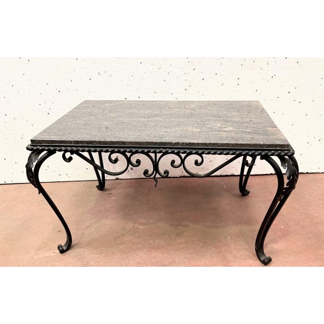 Wrought Iron and Marble Coffee Table, 20th Century For Sale - Image 3 of 10