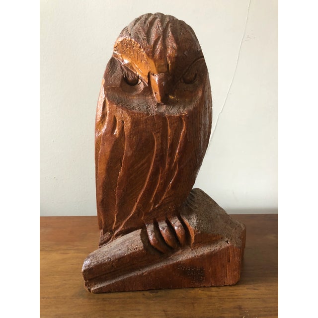 Vintage Hand Carved Wood Owl For Sale - Image 9 of 9
