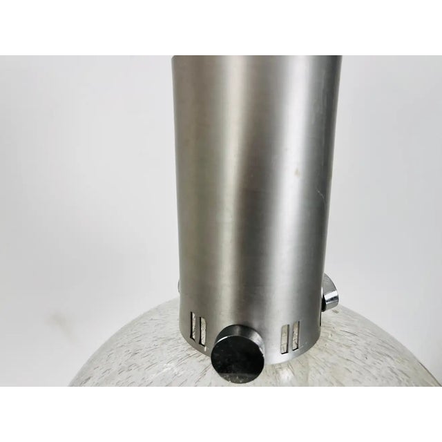 Doria Leuchten Germany Rare Doria Midcentury Brass and Ice Glass Pendant Lamp, 1960s For Sale - Image 4 of 13