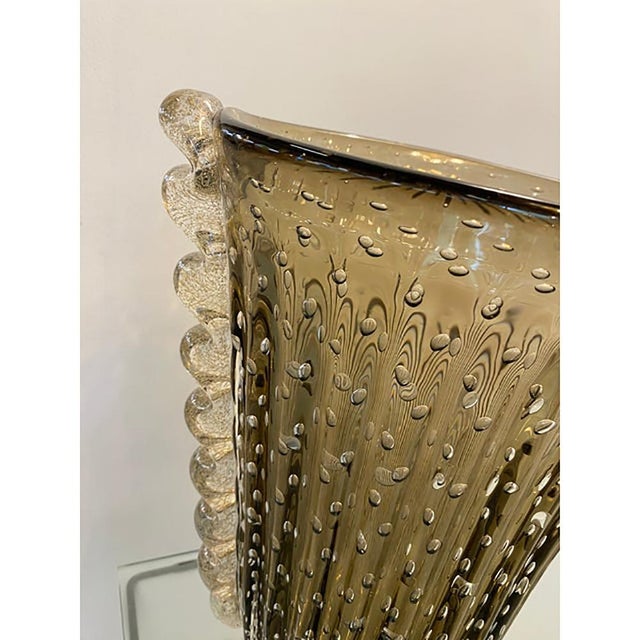 Murano Style Glass Gray Vase with Gold and Bubble Air from Simoeng For Sale - Image 6 of 13