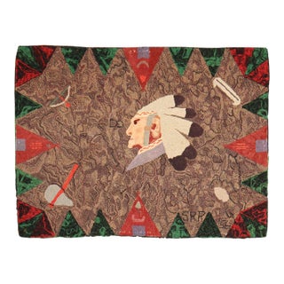 Mid 20th Century Native American Hooked Rug For Sale