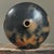 Monumental vintage organic modern seed pot, hand turned and burnished with striking orange and black smoke patterning....