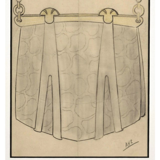 Art Deco 1930s Art Deco French Pocketbook Fashion Design Drawing, Matted For Sale - Image 3 of 5