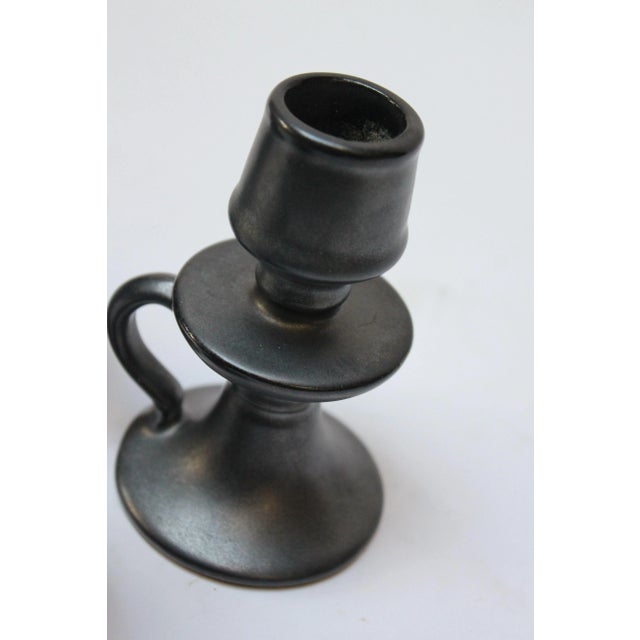 Vintage Parisian Ceramic "Copie d'Etain Ancien" Candlesticks- Set of 3 For Sale - Image 9 of 13