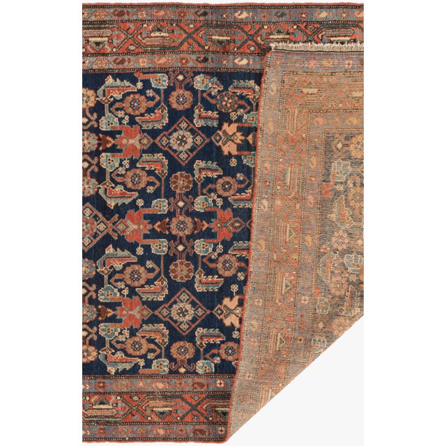 Blue Antique Circa 1900 Blue Hamadan Hand Knotted Rug 4'4 X 6'10 For Sale - Image 8 of 12