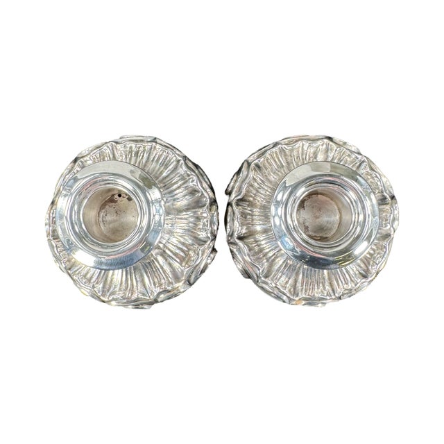 Art Nouveau Pair of Tiffany Sterling Silver Candle Holders Designed by Louis C Tiffany For Sale - Image 3 of 4
